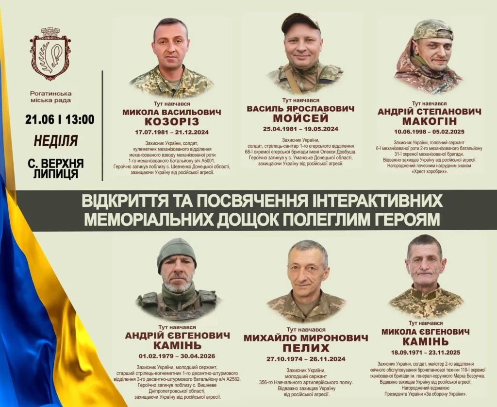 У Верхній Липиці відкриють меморіальні дошки Героям
